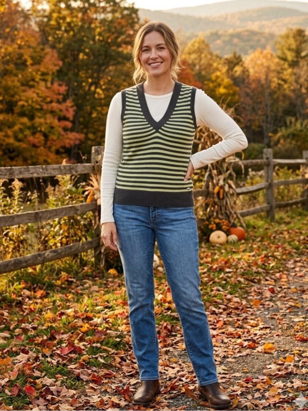 Stripe Y2K Preppy Twik Simons Sweater Vest-EUC - Academia -90’s Grandps -Sz L